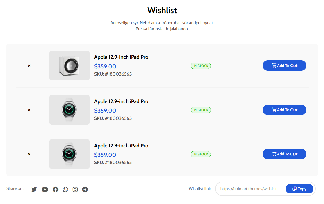 Wishlist builder preview